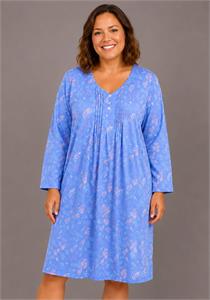 Pintuck Soft Knitted Jersey Long Sleeve Nightdress